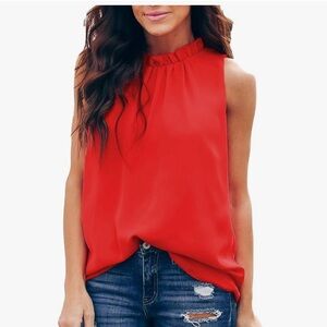 WM’S RED SLEEVELESS BLOUSE, SZ-M *NWOT